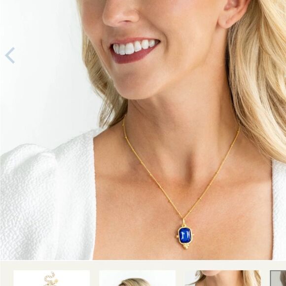 Colbert blue crystal Elegant Gold and Blue Pendant Necklace - Picture 2 of 2